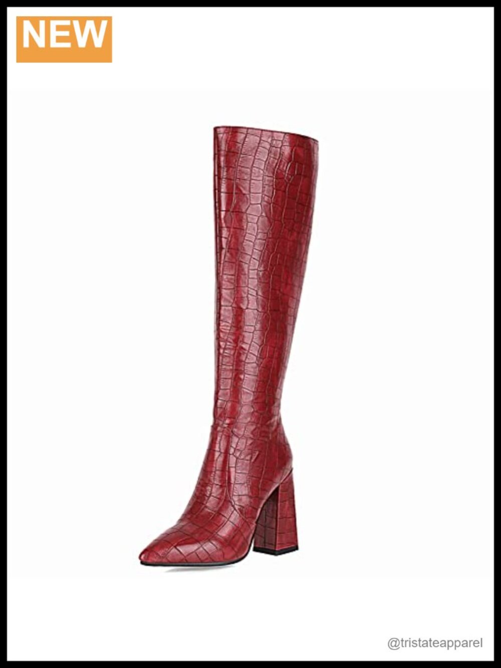 Women's Knee High Block Heel Boots Zip Closure Comfortable